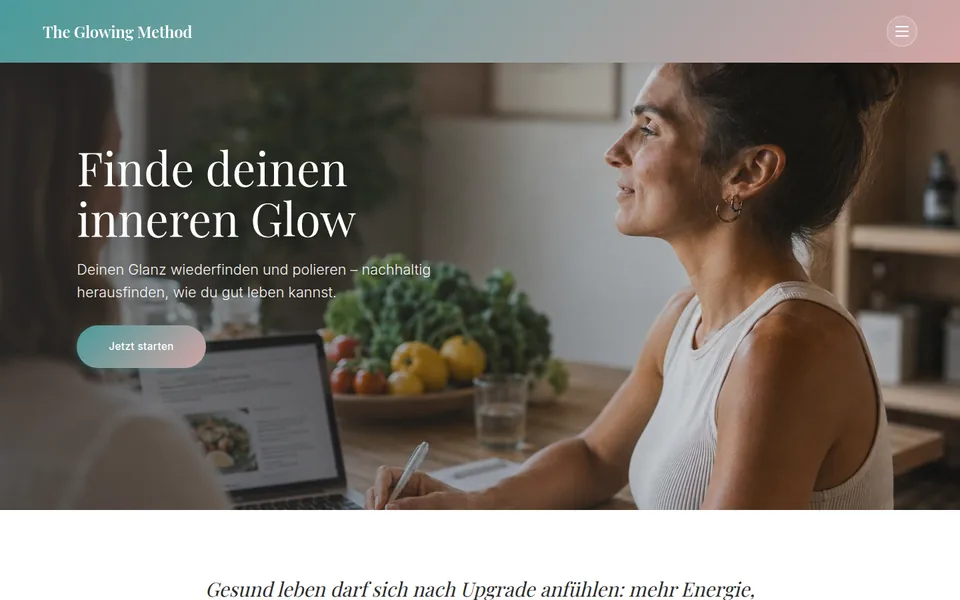 The Glowing Method Website Screenshot